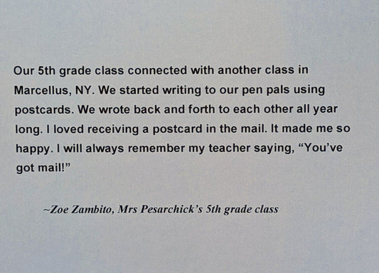 2025-2026 Herman Ave School 5th Grade Pen Pal Project Series